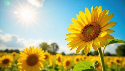 Obraz premium Sunflowers Basking in Summer Sunshine A Vibrant Display of Natures Golden Beauty