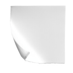 Blank white sheet with curled  isolated on white background