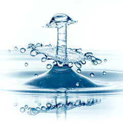 A stunning high-speed capture of a water droplet collision, forming an elegant crown-like splash