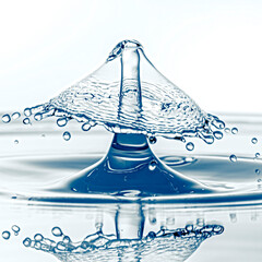 A stunning high-speed capture of a water droplet collision, forming an elegant crown-like splash