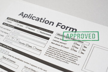Application Approved Form Stamped Document Closeup