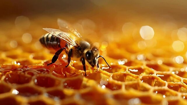 bee on honeycomb