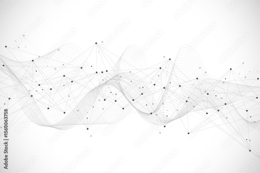 Leinwandbilder Global network connection concept. Big data visualization. Social network communication in the global computer networks. Internet technology. Business. Science. Vector illustration