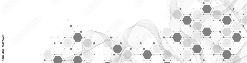 Poster molecular abstract structure and genetic engineering dna. healthcare and medicine background concept