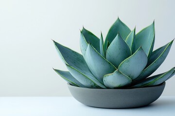 Blue Agave Elegance Succulent Beauty in Minimalist Grey Pot Indoor Oasis Plant Photography Nature