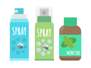 殺虫スプレー　虫除けスプレー　ハッカ油　イラストセット