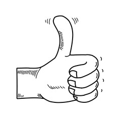 Doodle sketch style thumbs up hand gesture vector illustration