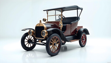 Vintage Car in Showroom: A meticulously crafted classic car, a testament to an era of elegance, radiates sophistication as it sits in a showroom, showcasing its timeless design and luxurious features.