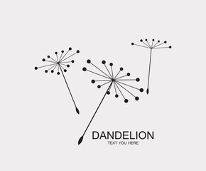 Dandelion flower logo simple creative template on white background . Vector design