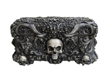 Ornate Skull Treasure Chest Gothic Home Decor Silver Box Decorative Skulls Curiosities Dark Secret