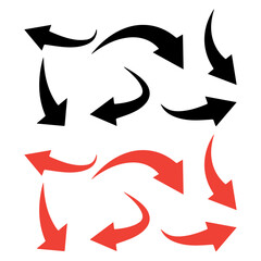 Black and red arrow icon set. arrow icons with various styles. vector illustration.