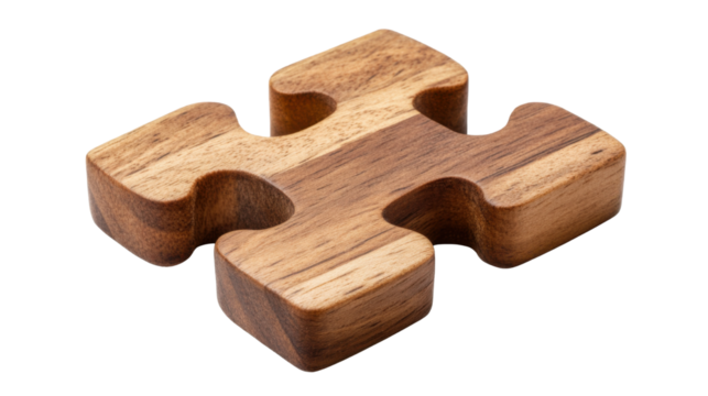 wooden puzzle pieces isolated on white background