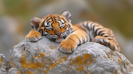 Obraz premium Tiger Wild Animal Relaxing Portrait In A Natural Environment