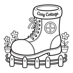 Whimsical House Bold & Easy Coloring Page,  bold and easy coloring book, Coloring page, whimsical coloring book for kids, bold and easy coloring book, victor art,   fairy house coloring page