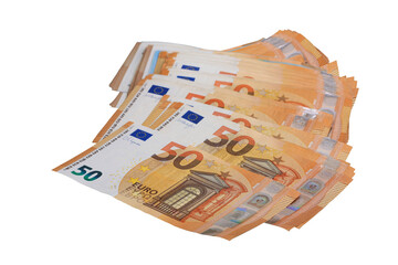 Euro banknotes isolated on white background