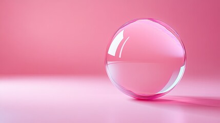 Obraz premium Asymmetrical Ethereal Neon Sphere Floating on Pink Background