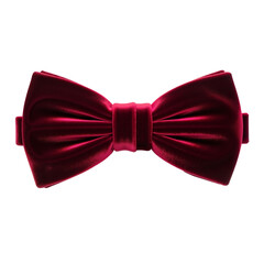 Velvet bowtie in deep red color isolated on white background  