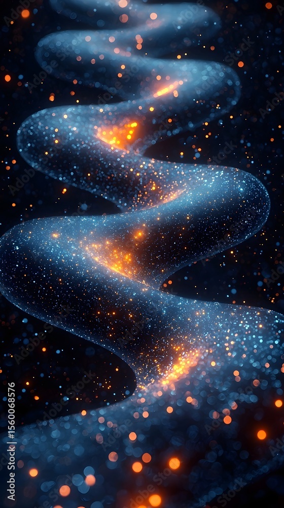 Poster quantum neural network visualized as a glowing data stream