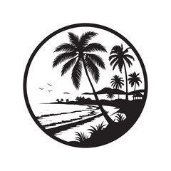 beach vector silhouette clip art logo design illustration. beach scenery graphic collections.