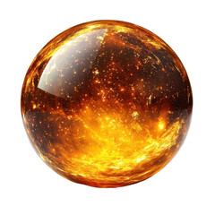 Glowing Golden Crystal Ball emitting a mystical isolated on transparent background