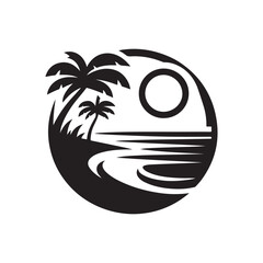 beach vector silhouette clip art logo design illustration. beach scenery graphic collections.