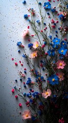 Vibrant Wildflower Bouquet on Blank White Gift Card for Easter