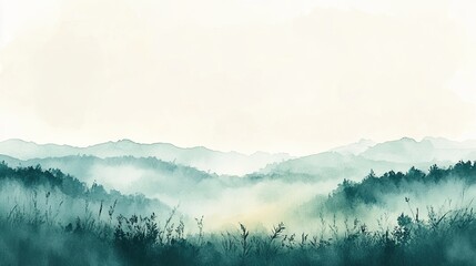 Asymmetrical Minimalistic Watercolor Landscape Background