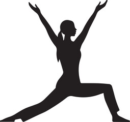 Fototapeta premium Silhouette of Grace: A serene silhouette of a person in a yoga pose, their form a testament to balance and inner peace, the image captures the essence of mindful movement and holistic well-being.