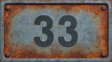 Number  on an old metal plate with rust texture, industrial grunge style and copy space