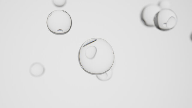 Floating bubble. Water drops. 3d rendering illustration not AI