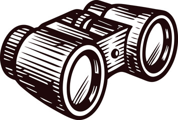 Hand drawn vintage binoculars isolated on white background detailed engraved illustration