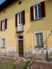 Historic buildings along via Angelo Teotti in Abbiategrasso, Milan, Italy