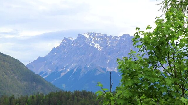 Zugspitze viewpoint photo frame mountain alpine landscape Alps Tyrol Austria.