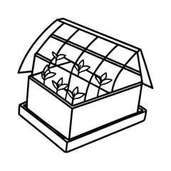Indoor mini greenhouse showing small seedling rows Vector illustration