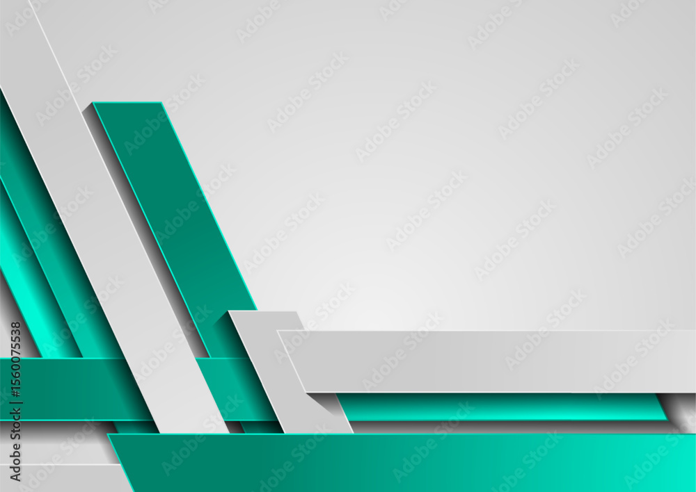 Poster grey and turquoise geometric technology stripes abstract background. vector concept design