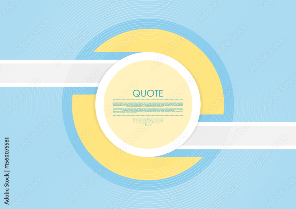 Poster Concept blue yellow minimal geometric design with abstract circles and stripes. Vector brochure, template background