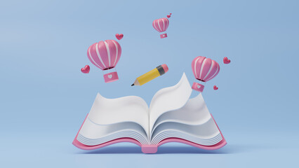 International literacy day of open book for education background or learning event concept. Read a book day, back to school. Post design for social media. International Education day. 3d rendering
