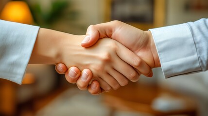 Business Management Close-Up On Deal Agreement Handshake