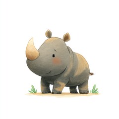 Fototapeta premium Adorable Baby Rhino Illustration