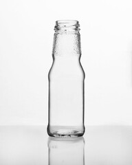 201ml Glass Bottle with 38mm Neck, Frosted Upper Band, and Embossed Center