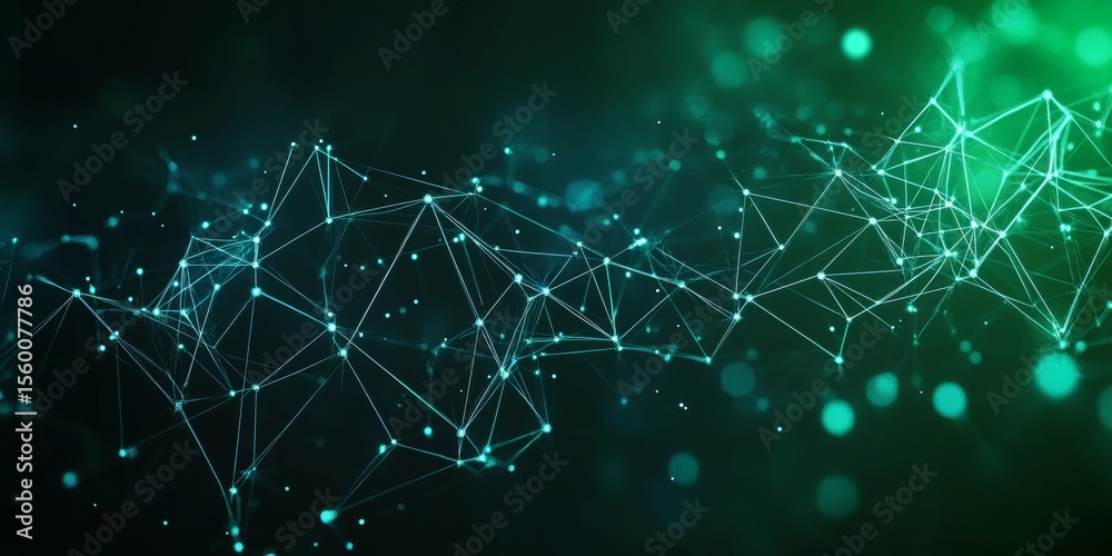 Poster abstract technology background featuring interconnected dots and lines representing digital networks