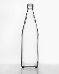 Glass Bottle 28mm Screw Neck with Textured Ridges and Gradual Bulge – White Background, Eye Level