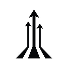 Fototapeta premium Three Black Arrows Pointing Upward on White Background