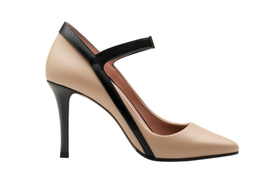 Chic Pointed Beige Heel with Black Strap Women s Fashion Footwear Elegant Outfit Style Designer Shoe