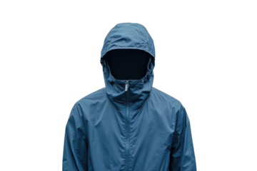 Faceless enigma hooded figure in mystery anonymity jacket fashion cool urban and blue photography