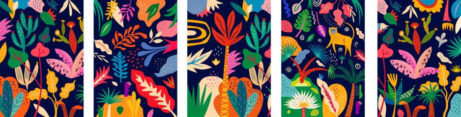 Colorful Summer trendy vector illustrations. Notebook covers and posters.