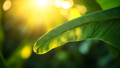 banana leaf nature fresh drop water generated by ai