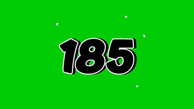 Number 185 Reveal Animation with Smoke Effect on Green Screen Black Cartoon Style Motion Graphic Element