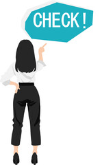 point checkを指さす女性のイラスト