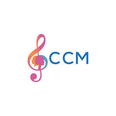 Obraz premium CCM “Abstract music school logo with people and melody icon” CCM Later Logo, “Modern music therapy logo with faces and note symbol” 